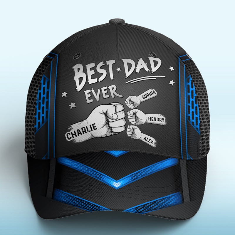 Personalized Dad Hat with Kids Names Leather Patch Trucker Hat Father's Day Gift