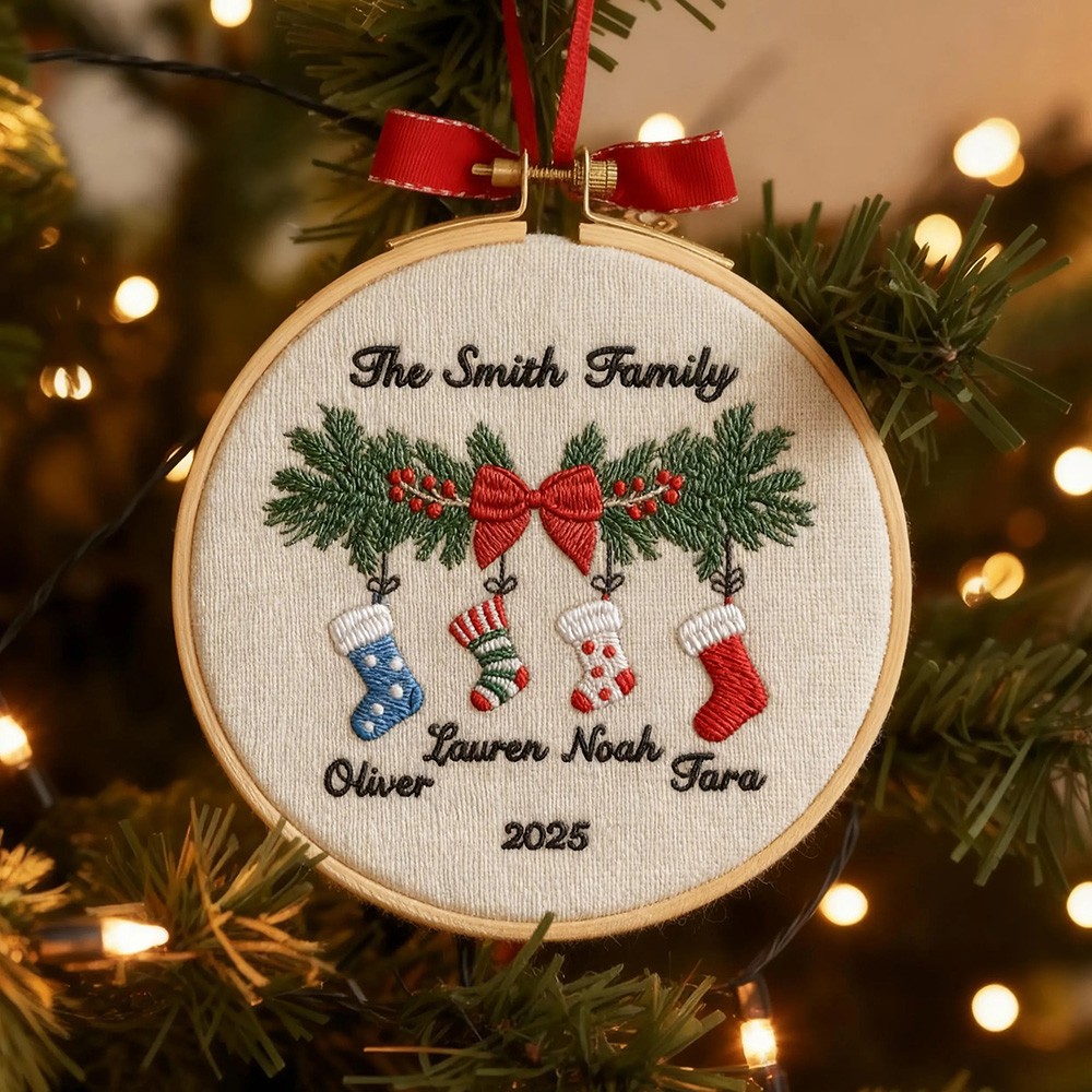 Personalized Embroidery Family Christmas Ornament Gift for Families 2025