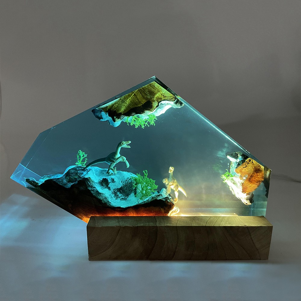 Dinosaur Resin Lamp with Volcano Scene Unique Gift Room Decor For Movie Lover Birthday Gift Christmas Gift