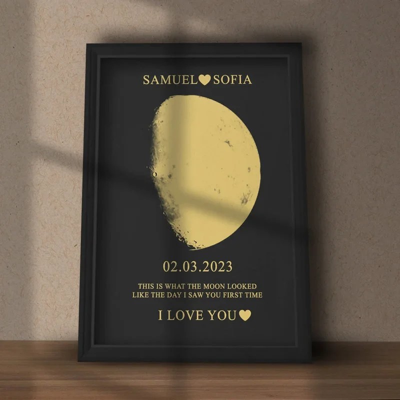 Custom Moon Phase Wood Frame Sign For Couple Unique Anniversary Day Gifts Valentine's Day Gifts