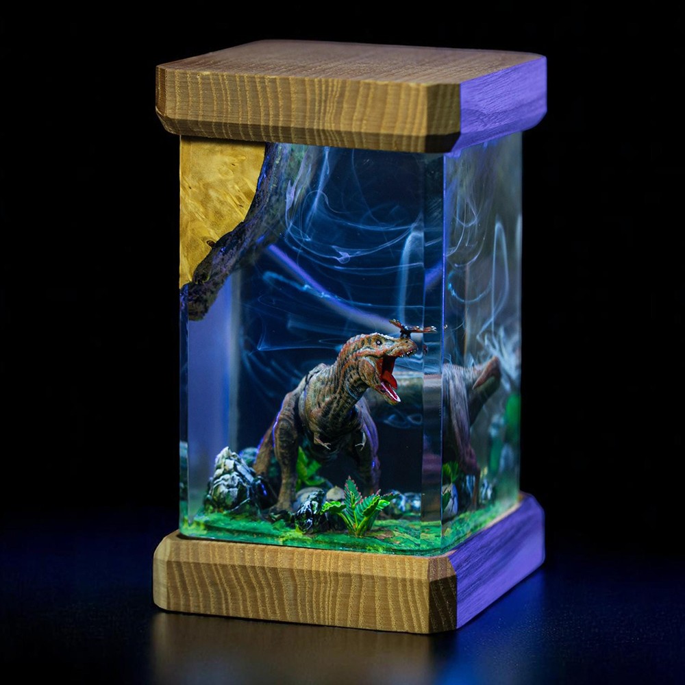 Dinosaur Resin Lamp with Volcano Scene Unique Gift Room Decor For Movie Lover Birthday Gift Christmas Gift