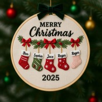 Personalized Embroidery Family Christmas Ornament Gift for Families 2025