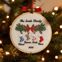 Personalized Embroidery Family Christmas Ornament Gift for Families 2025