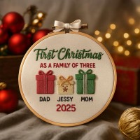 Personalized Embroidery Family Christmas Ornament Gift for Families 2025