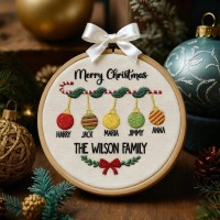 Personalized Embroidery Family Christmas Ornament Gift for Families 2025