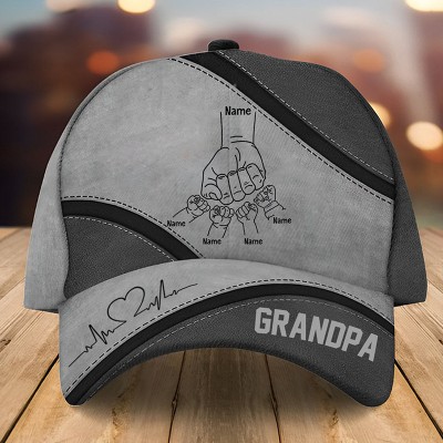 Personalized Dad Hat with Kids Names Leather Patch Trucker Hat Father's Day Gift