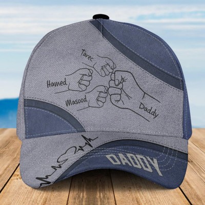 Personalized Dad Hat with Kids Names Leather Patch Trucker Hat Father's Day Gift