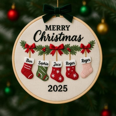 Personalized Embroidery Family Christmas Ornament Gift for Families 2025