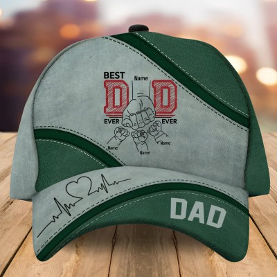 Personalized Dad Hat with Kids Names Leather Patch Trucker Hat Father's Day Gift