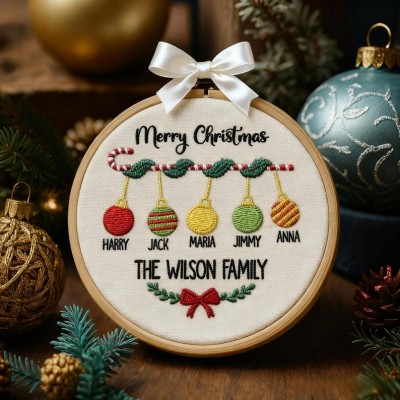 Personalized Embroidery Family Christmas Ornament Gift for Families 2025