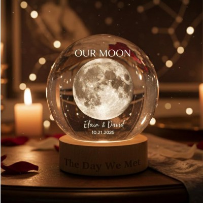 Our Moon Special Day Custom Moon Phase Crystal Ball LED Night Light