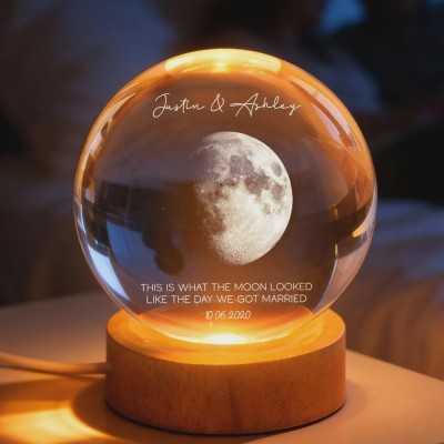 Our Moon Special Day Custom Moon Phase Crystal Ball LED Night Light