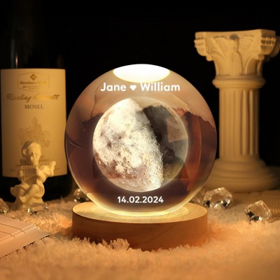 Our Moon Special Day Custom Moon Phase Crystal Ball LED Night Light