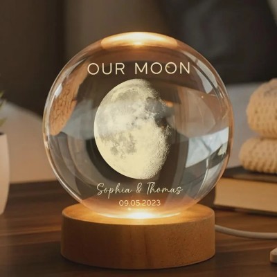 Our Moon Special Day Custom Moon Phase Crystal Ball LED Night Light