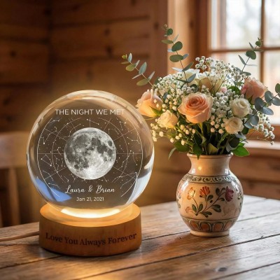 Our Moon Special Day Custom Moon Phase Crystal Ball LED Night Light