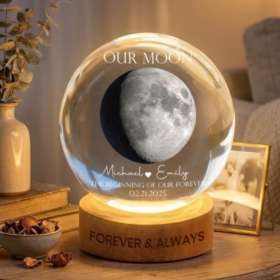 Our Moon Special Day Custom Moon Phase Crystal Ball LED Night Light