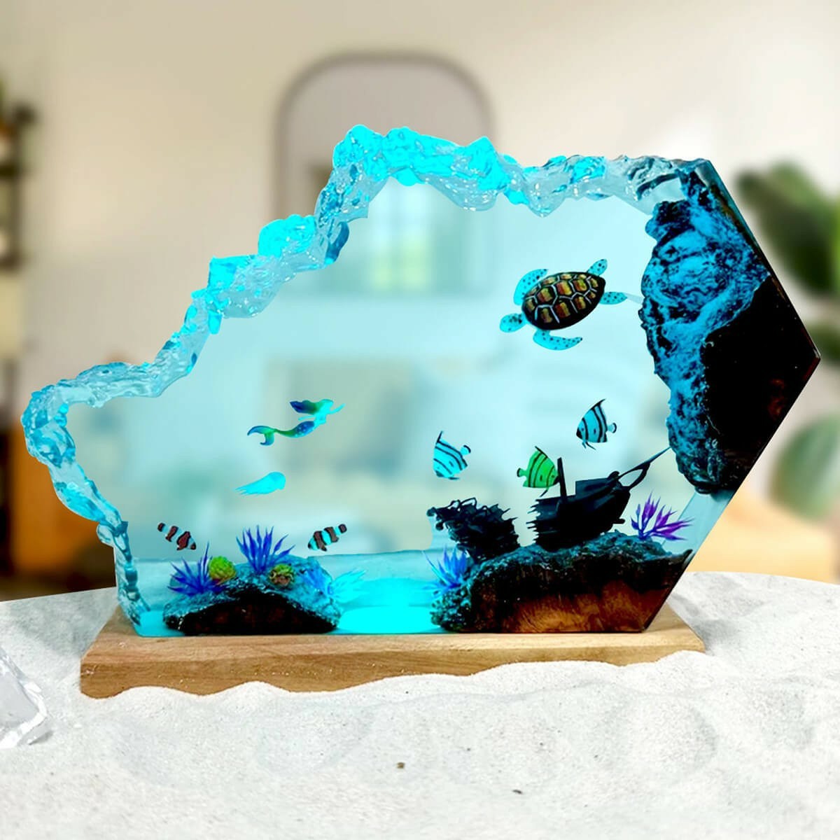VENTE CHAUDE❗❗ Veilleuse en résine sirène et tortue