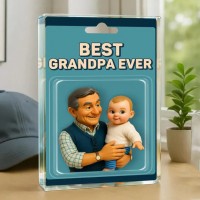 Custom Photo Dad And Kids Action Figure Acrylic Block Father's Day Gift