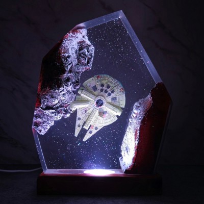 Veilleuse en résine et bois Space Galaxy Lampe époxy interstellaire