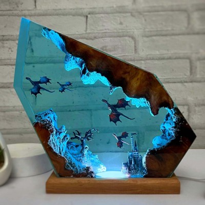 VENTE CHAUDE❗❗ Veilleuse en résine Dragon volant Cadeau de Noël