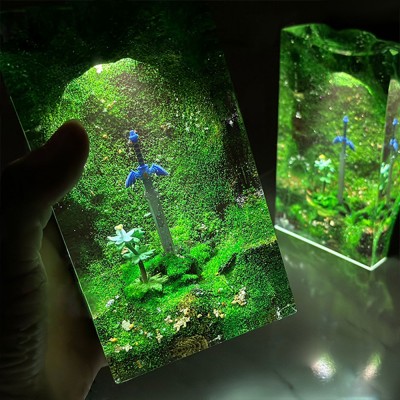 Lampe en bois et résine pour les amateurs de jeux, cadeau d'anniversaire, cadeau de Noël