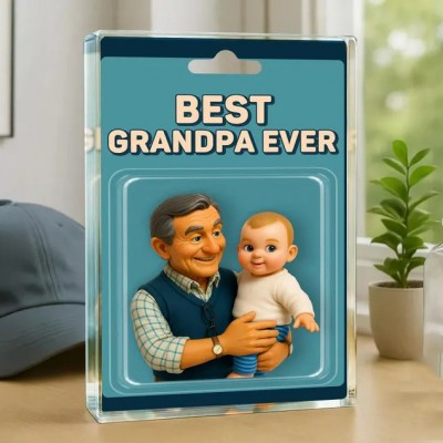 Custom Photo Dad And Kids Action Figure Acrylic Block Father's Day Gift
