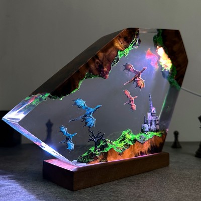 Veilleuse en résine Dragon volant Cadeau de Noël