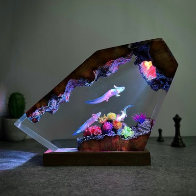 Nachtlicht aus Kunstharz mit fliegendem Drachen, Weihnachtsgeschenk
