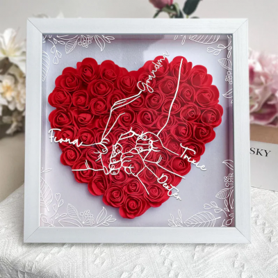 Personalized Mom Flower Shadow Box With Kids Name For Mother's Day