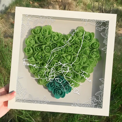 Personalized Mom Flower Shadow Box With Kids Name For Mother's Day