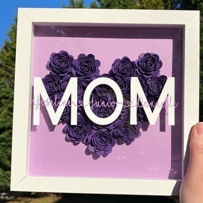 Personalized Mom Flower Shadow Box With Kids Name For Mother's Day